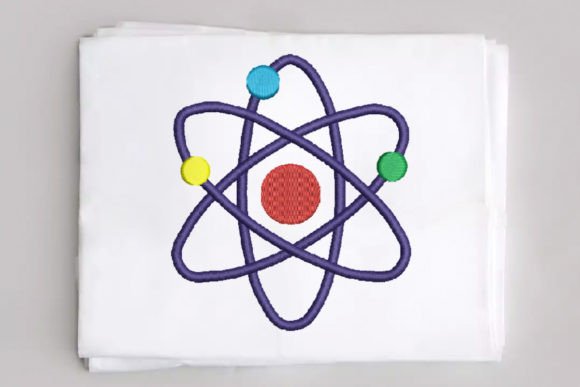 Atom Embroidery Design for Science Branding