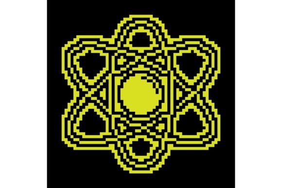 Atom Pixel Silhouette Icon: Electrons Reimagined for Modern Physics Education