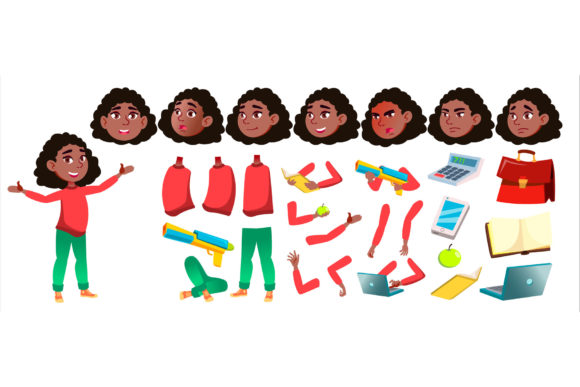 Empowering Designs with Black Afro Schoolgirl Vectors