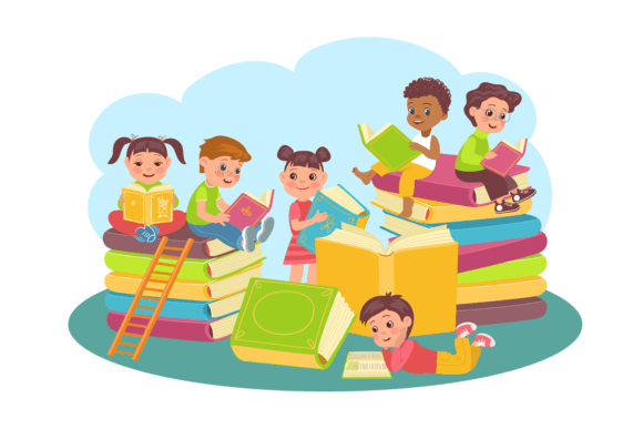 Joint Reading Books: Young Readers Among Large Volumes