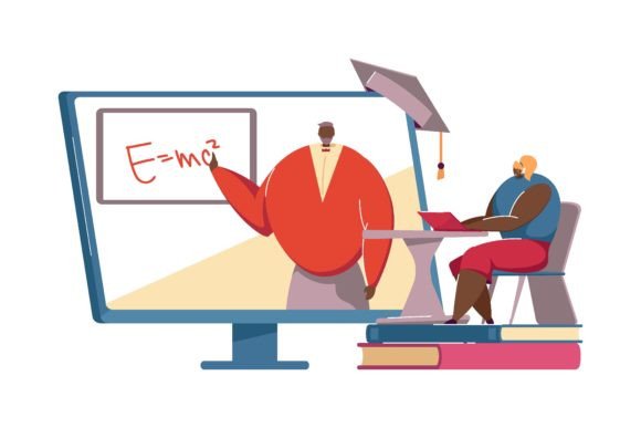Students with Laptops Learning Online