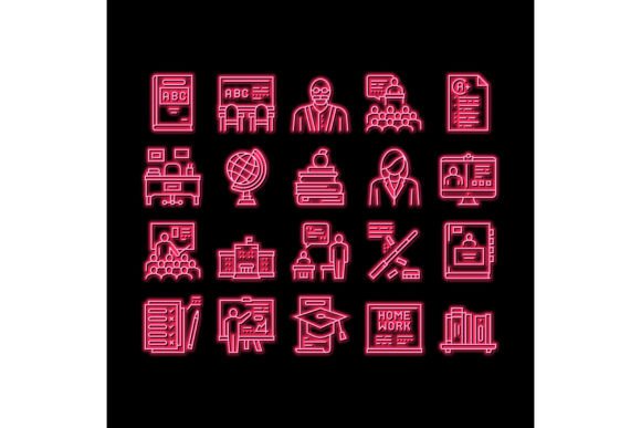 Teacher Education Neon Glow Icon Guide
